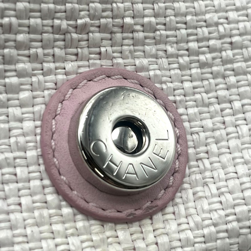 シャネル CHANEL ドーヴィル メッセンジャーバッグ A93183 ピンク×ホワイト シルバー金具 ラフィア/レザー レディース ショルダーバッグ