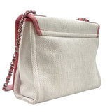シャネル CHANEL ドーヴィル メッセンジャーバッグ A93183 ピンク×ホワイト シルバー金具 ラフィア/レザー レディース ショルダーバッグ