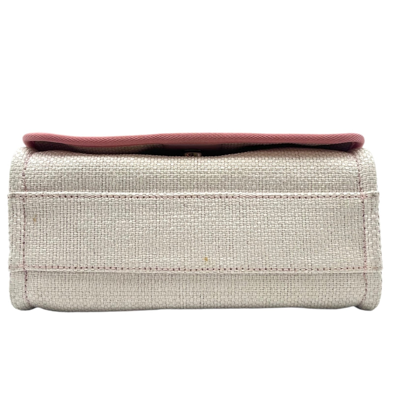 シャネル CHANEL ドーヴィル メッセンジャーバッグ A93183 ピンク×ホワイト シルバー金具 ラフィア/レザー レディース ショルダーバッグ