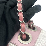 シャネル CHANEL ドーヴィル メッセンジャーバッグ A93183 ピンク×ホワイト シルバー金具 ラフィア/レザー レディース ショルダーバッグ