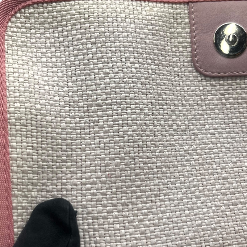 シャネル CHANEL ドーヴィル メッセンジャーバッグ A93183 ピンク×ホワイト シルバー金具 ラフィア/レザー レディース ショルダーバッグ