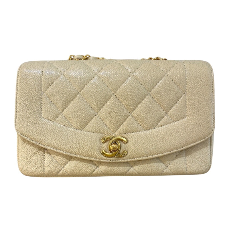 シャネル CHANEL ダイアナ22 A01164 8番台 ベージュ×ゴールド金具 キャビアスキン レディース ショルダーバッグ