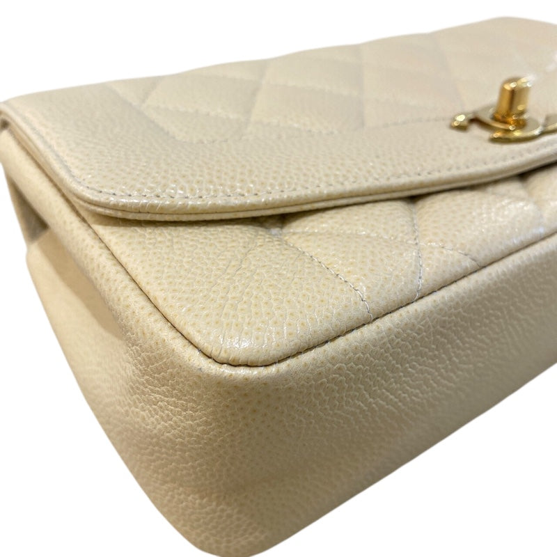 シャネル CHANEL ダイアナ22 A01164 8番台 ベージュ×ゴールド金具 キャビアスキン レディース ショルダーバッグ