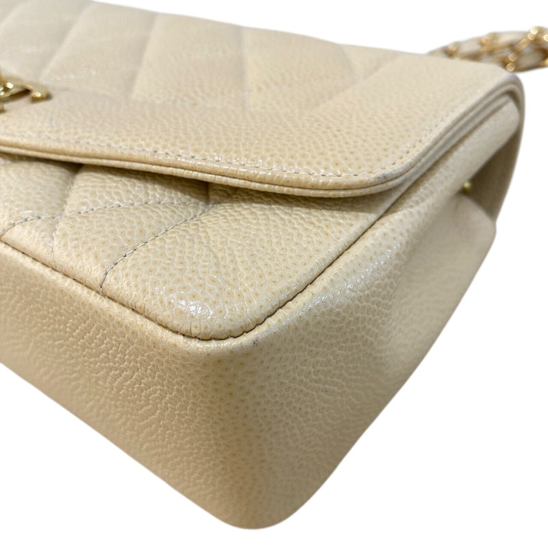 シャネル CHANEL ダイアナ22 A01164 8番台 ベージュ×ゴールド金具 キャビアスキン レディース ショルダーバッグ