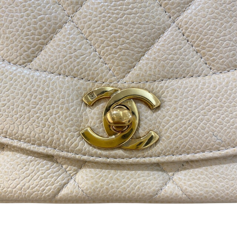 シャネル CHANEL ダイアナ22 A01164 8番台 ベージュ×ゴールド金具 キャビアスキン レディース ショルダーバッグ