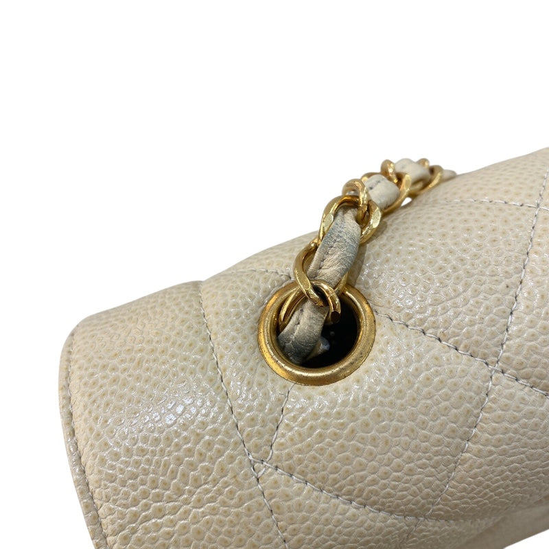 シャネル CHANEL ダイアナ22 A01164 8番台 ベージュ×ゴールド金具 キャビアスキン レディース ショルダーバッグ