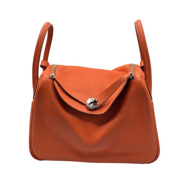 エルメス HERMES リンディ30 □R刻 フーオレンジ×シルバー金具 トリヨン レディース ショルダーバッグ