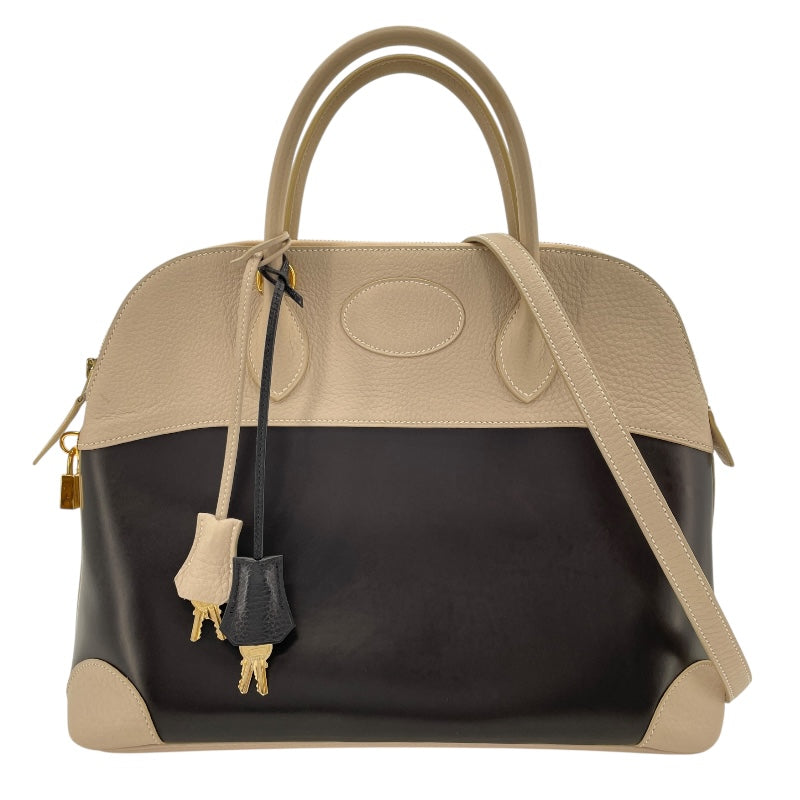 エルメス HERMES ボリード35 □F刻 べトンxブラック　ゴールド金具 トゴ/アマゾニ レディース ショルダーバッグ