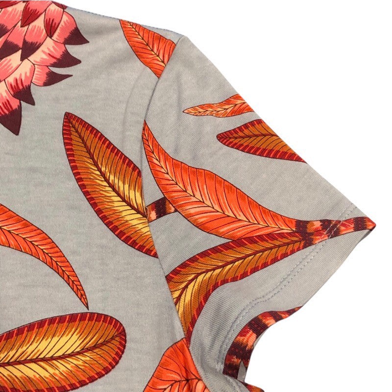 極美品△HERMES エルメス 22SS コットン 総柄デザイン 半袖Ｔシャツ カットソー レッド系 34 フランス製 正規品 レディース エルメス HERMES 総柄プリントTシャツ コットン レディース 半袖