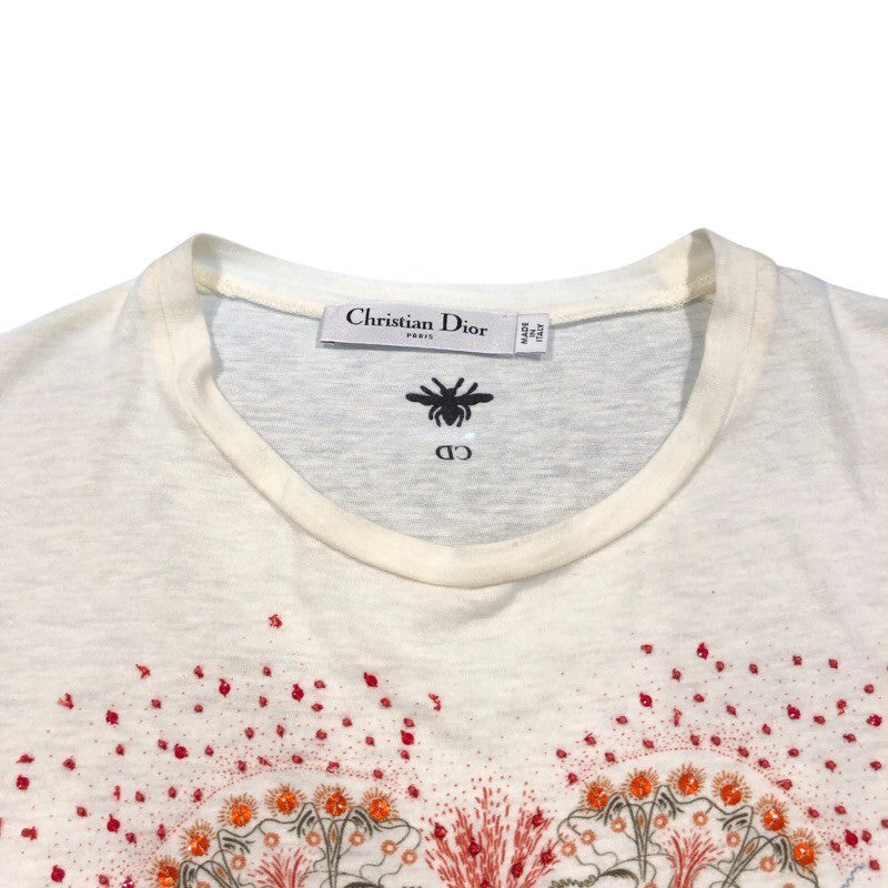 クリスチャン・ディオール Christian Dior Tシャツ 113T03B4472 クリーム コットン レディース 半袖シャツ