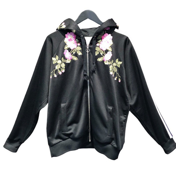 グッチ GUCCI フローラル刺繍ジップアップパーカー 472245 ポリエステル レディース パーカー
