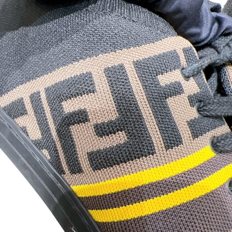 フェンディ FENDI FFロゴカットスニーカー 7E1202 ブラック/ブラウン/イエロー コットン メンズ スニーカー