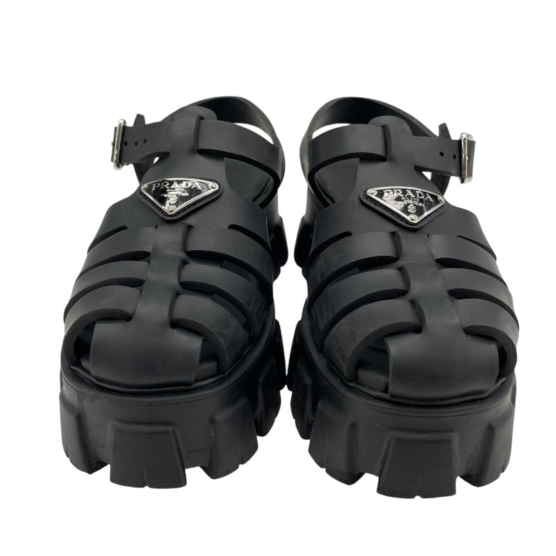 現行モデル【PRADA】モノリス ラバーサンダル 23.5 三角ロゴ ホワイト プラダ PRADA モノリストライアングルロゴラバーサンダル