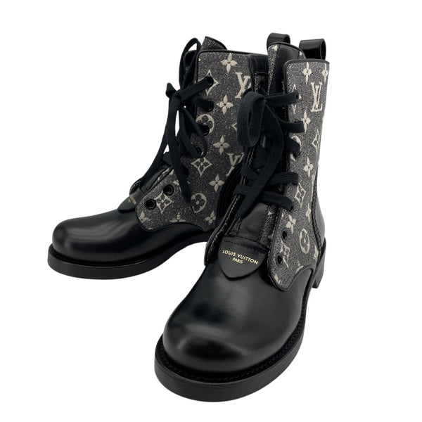 ルイ・ヴィトン LOUIS VUITTON メトロポリスレースアップブーツ グレー レディース ブーツ