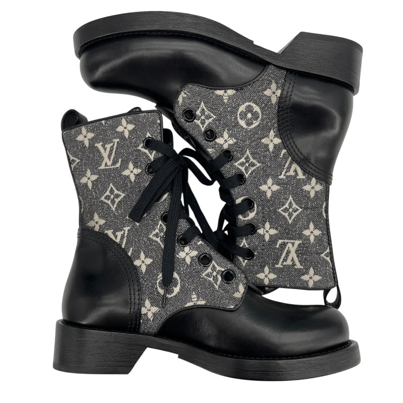 ルイ・ヴィトン LOUIS VUITTON メトロポリスレースアップブーツ グレー レディース ブーツ