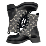 ルイ・ヴィトン LOUIS VUITTON メトロポリスレースアップブーツ グレー レディース ブーツ