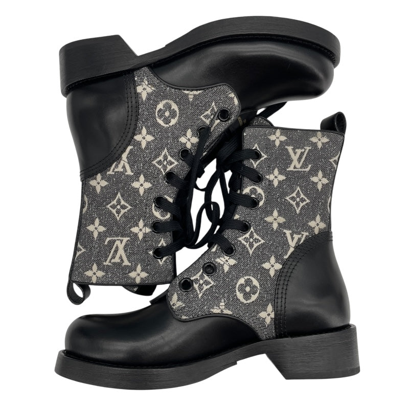 ルイ・ヴィトン LOUIS VUITTON メトロポリスレースアップブーツ グレー レディース ブーツ