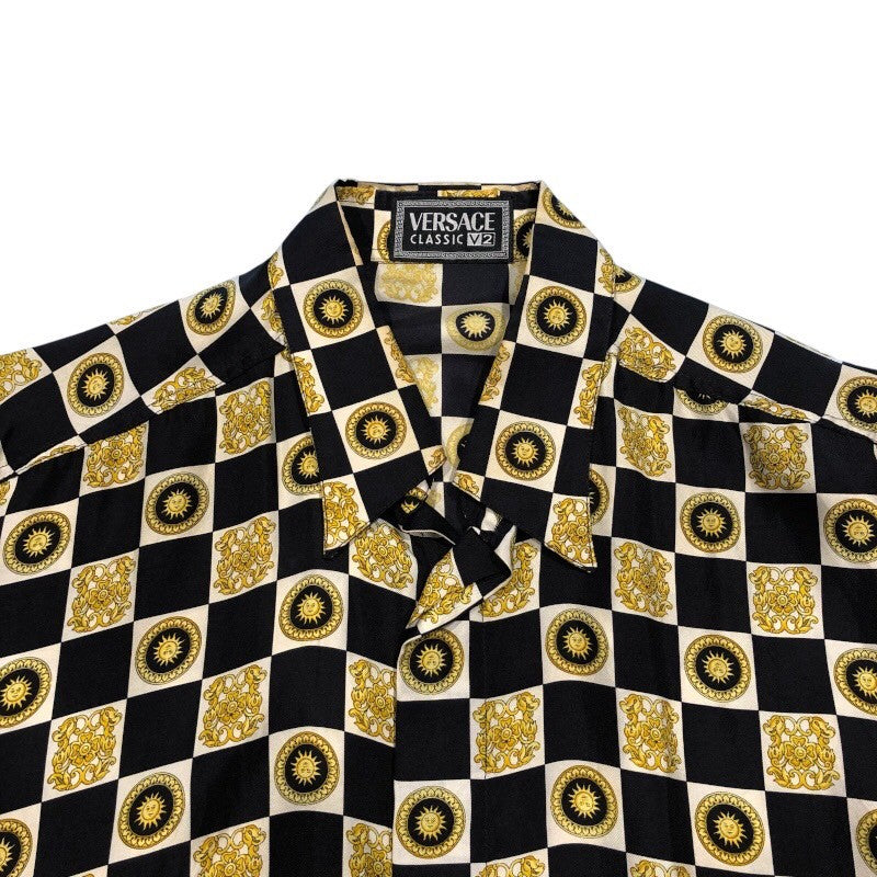 ヴェルサーチ VERSACE 総柄シルクシャツ シルク メンズ 長袖シャツ