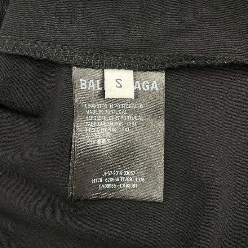 バレンシアガ BALENCIAGA ロゴプリント長袖Tシャツ 620966 ブラック コットン 長袖Ｔシャツ メンズ 中古 バレンシアガ BALENCIAGA ロゴプリント長袖Tシャツ 620966