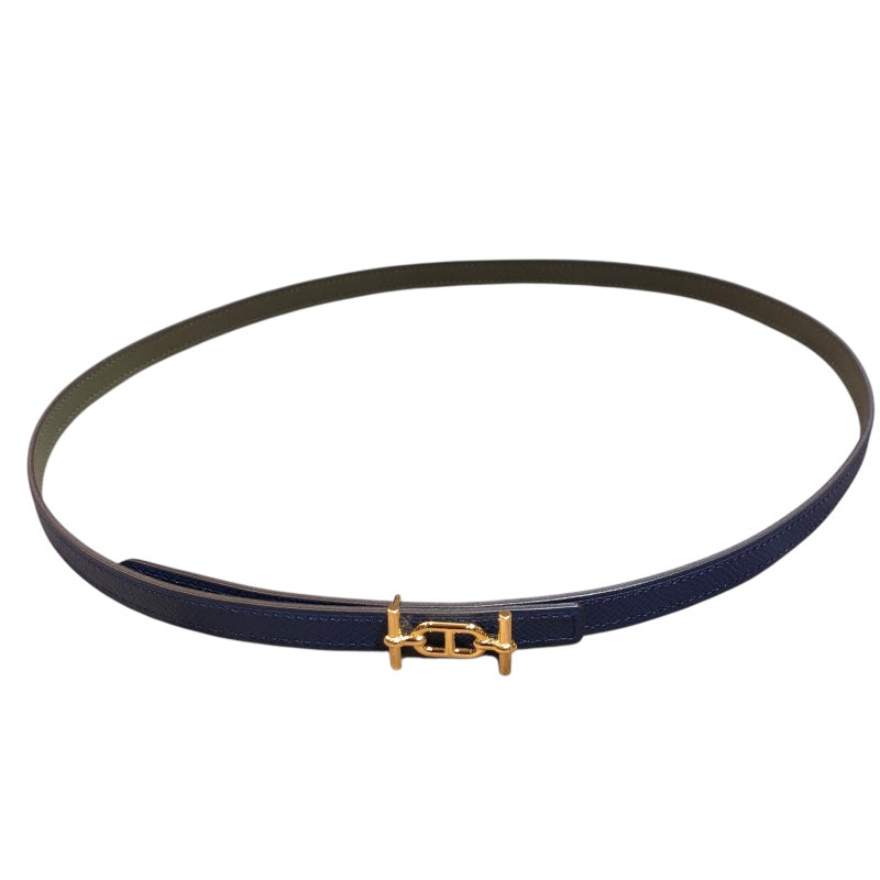 エルメス HERMES アンクルレザーキット13ベルト85cm W刻 ヴェールヴェロネーズ・ブルーサフィール レディース ベルト