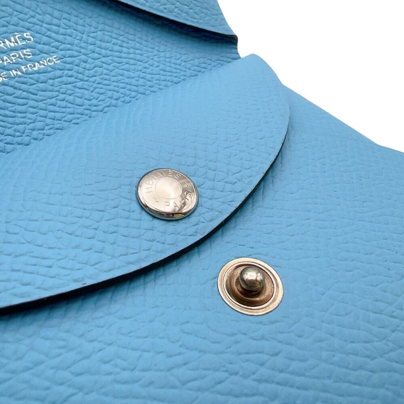 エルメス HERMES カルヴィデュオ B刻　(2023年製) セレステ　シルバー金具 ヴォーエプソン ユニセックス カードケース