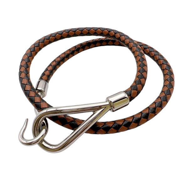 エルメス HERMES ジャンボチョーカー/ブレスレット ブラウン　シルバー金具 レザー・メタル ユニセックス ブレスレット