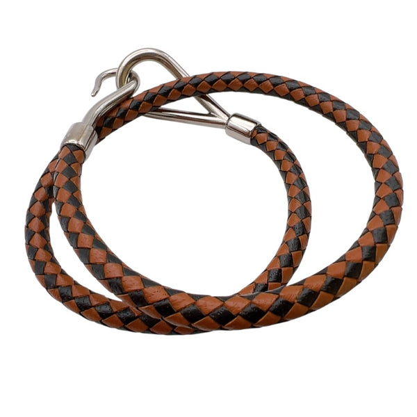 エルメス HERMES ジャンボチョーカー/ブレスレット ブラウン　シルバー金具 レザー・メタル ユニセックス ブレスレット