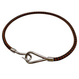 エルメス HERMES ジャンボチョーカー/ブレスレット ブラウン　シルバー金具 レザー・メタル ユニセックス ブレスレット