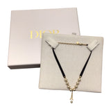 クリスチャン・ディオール Christian Dior PLANDEPARIS チョーカー ブラック・ゴールド メタル　ラインストーン　パール　GD アクセサリー