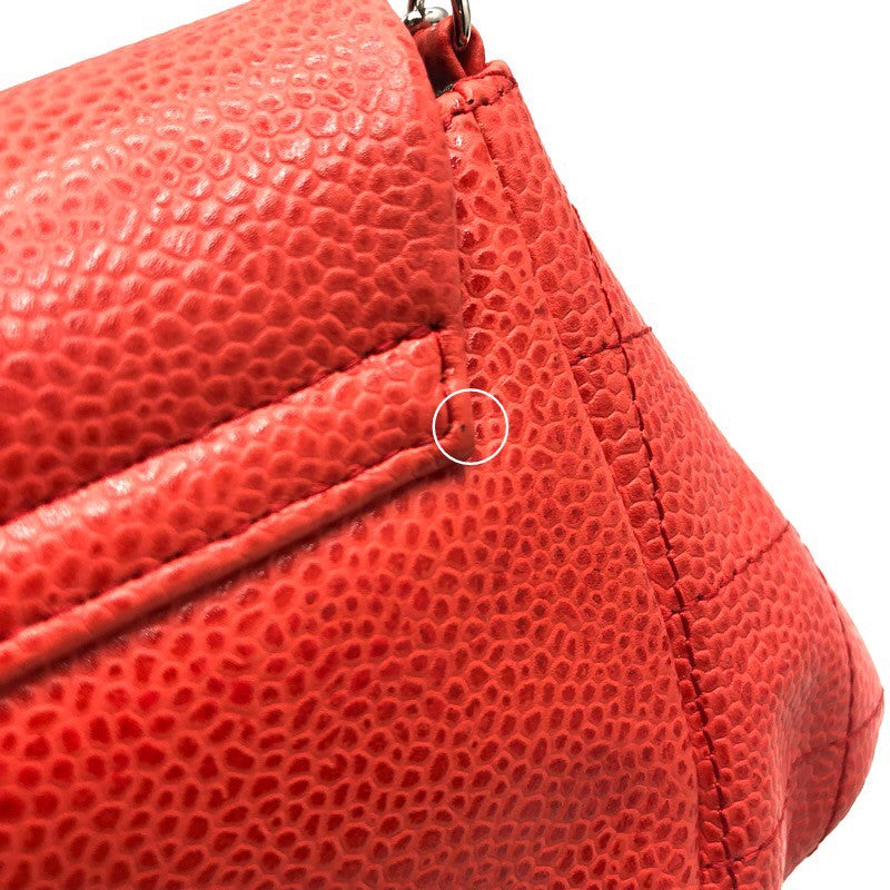 シャネル CHANEL ココマーク ハーフムーン チェーンウォレット A40033 レッドオレンジ キャビア レディース ショルダーバッグ