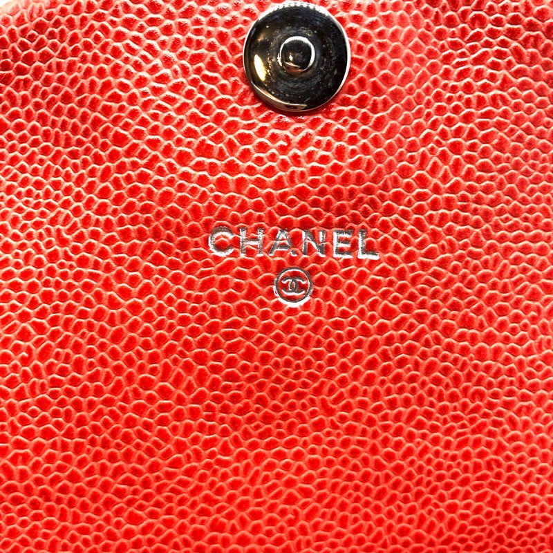 シャネル CHANEL ココマーク ハーフムーン チェーンウォレット A40033 レッドオレンジ キャビア レディース ショルダーバッグ