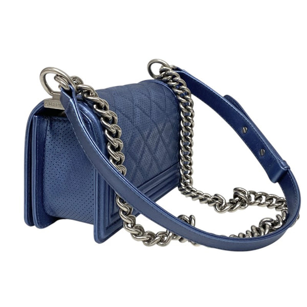 シャネル CHANEL ボーイシャネル20 A67085 20番台 ブルー シルバー金具 パンチングカーフ レディース ショルダーバッグ