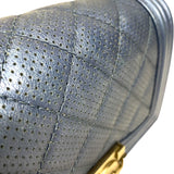 シャネル CHANEL ボーイシャネル20 A67085 20番台 ブルー シルバー金具 パンチングカーフ レディース ショルダーバッグ
