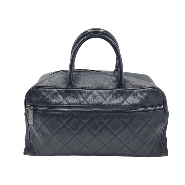 シャネル CHANEL ロゴ スモールボストンバッグ ソフトキャビア・パテント レディース ハンドバッグ