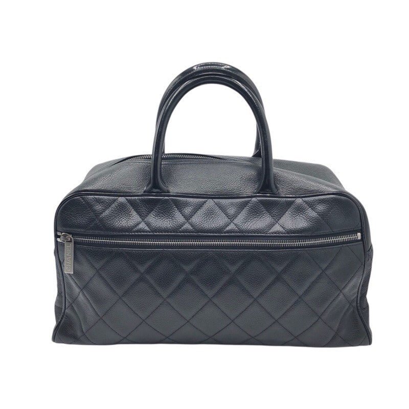 シャネル CHANEL ロゴ スモールボストンバッグ ソフトキャビア・パテント レディース ハンドバッグ