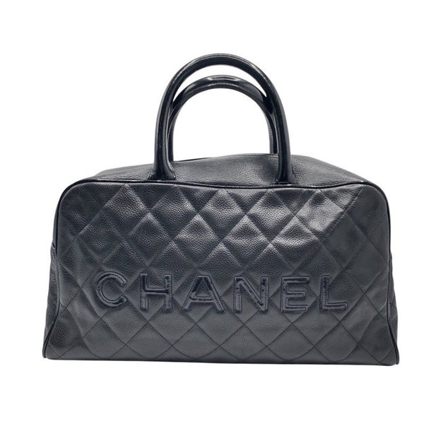 シャネル CHANEL ロゴ スモールボストンバッグ ソフトキャビア・パテント レディース ハンドバッグ