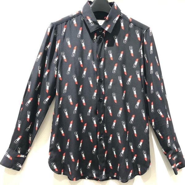 サンローラン SAINT LAURENT リップ柄シルクシャツ 395733 Y343J シルク レディース 長袖シャツ