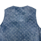 ルイ・ヴィトン LOUIS VUITTON モノグラム柄シルクノースリーブワンピース FKRO0934 ブルー シルク レディース ワンピース
