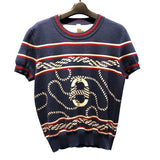 エルメス HERMES カノエ 総柄ニットTシャツ 3E2615D4 カシミア レディース 半袖Ｔシャツ