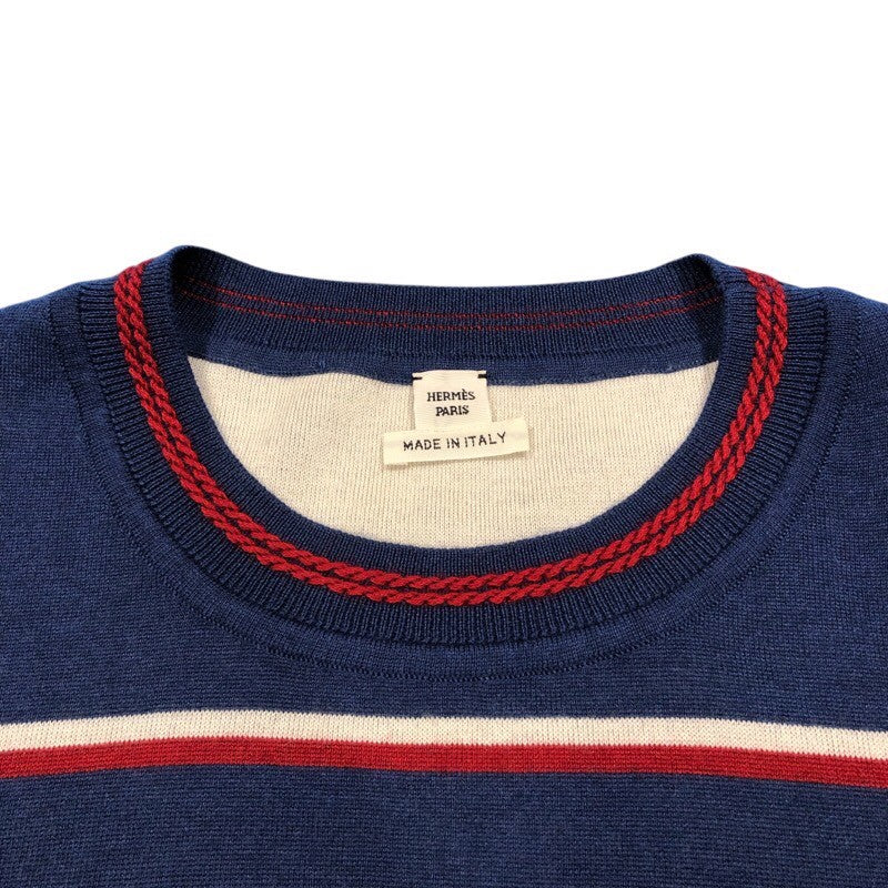エルメス HERMES カノエ 総柄ニットTシャツ 3E2615D4 カシミア レディース 半袖Ｔシャツ