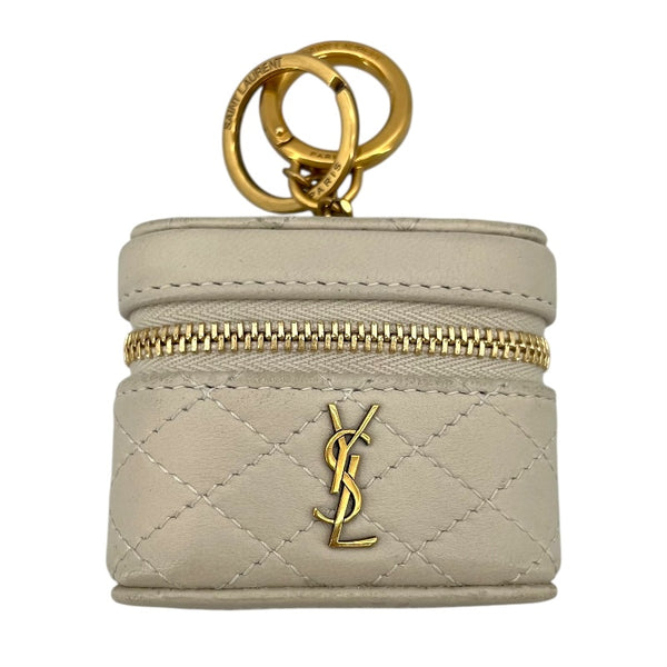 サンローラン SAINT LAURENT Air Podsケース クリーム レザー レディース ポーチ