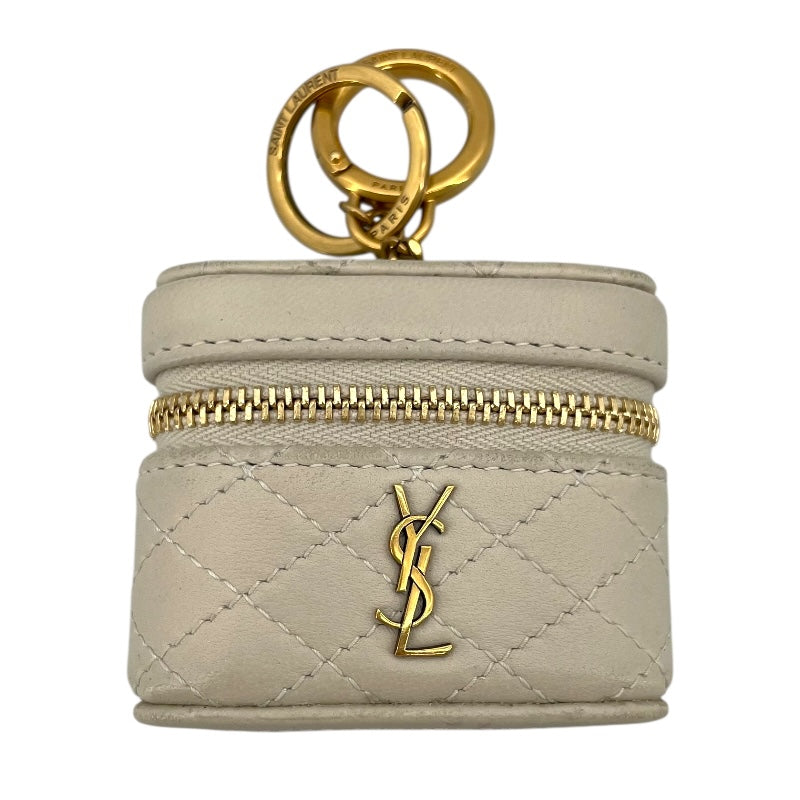 サンローラン SAINT LAURENT Air Podsケース クリーム レザー レディース ポーチ