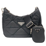 プラダ PRADA パデッドRe-Nylon ショルダーバッグ 1BC151 ブラック ×シルバー金具 ナイロン レディース ショルダーバッグ