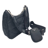プラダ PRADA パデッドRe-Nylon ショルダーバッグ 1BC151 ブラック ×シルバー金具 ナイロン レディース ショルダーバッグ