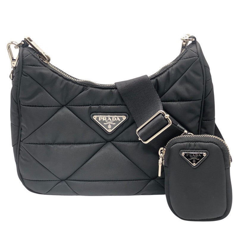 プラダ PRADA パデッドRe-Nylon ショルダーバッグ 1BC151 ブラック ×シルバー金具 ナイロン レディース ショルダーバッグ
