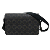 セリーヌ CELINE フラップ メッセンジャーバッグ 111592 ブラック シルバー金具 トリオンフキャンバス/レザー ユニセックス ショルダーバッグ