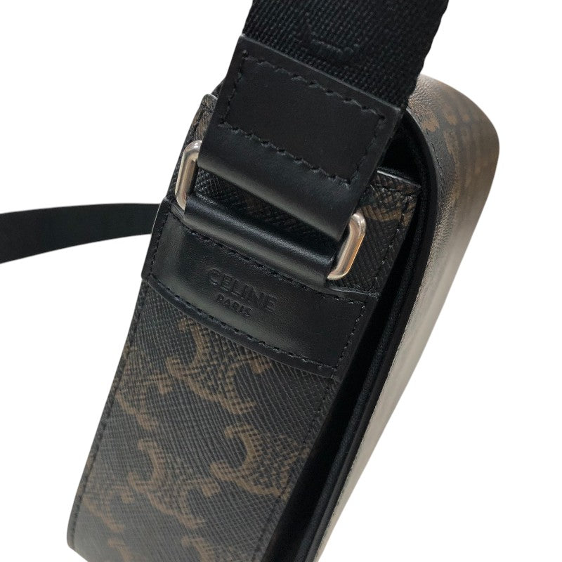 セリーヌ CELINE フラップ メッセンジャーバッグ 111592 ブラック シルバー金具 トリオンフキャンバス/レザー ユニセックス ショルダーバッグ