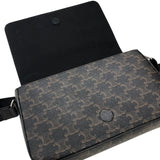 セリーヌ CELINE フラップ メッセンジャーバッグ 111592 ブラック シルバー金具 トリオンフキャンバス/レザー ユニセックス ショルダーバッグ