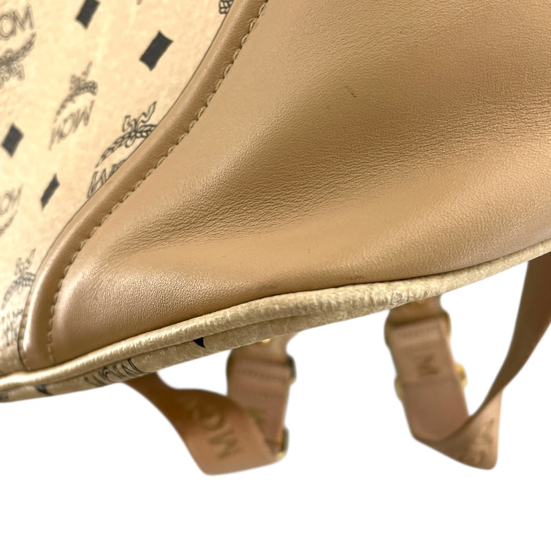 エム・シー・エム MCM ヴィセトスキャンパス バックパック ベージュ×GD金具 PVCキャンバス/レザー メンズ リュック・デイパック