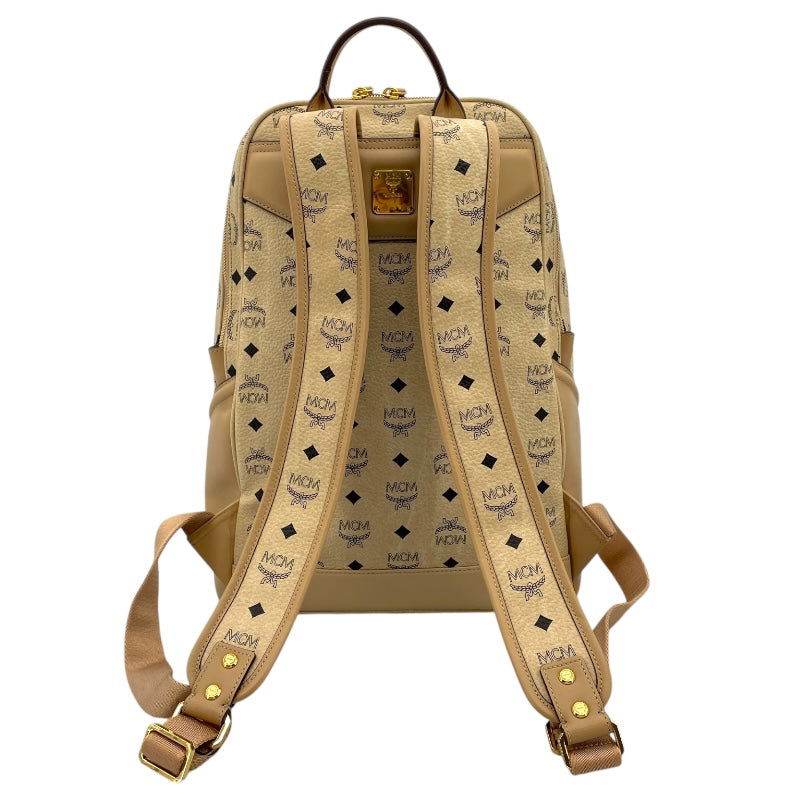 エム・シー・エム MCM ヴィセトスキャンパス バックパック ベージュ×GD金具 PVCキャンバス/レザー メンズ リュック・デイパック